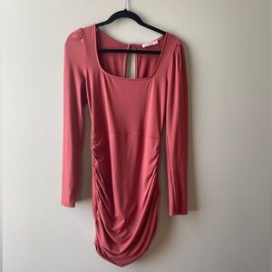 This is a soft comfortable dress with slight ruching on the sides.